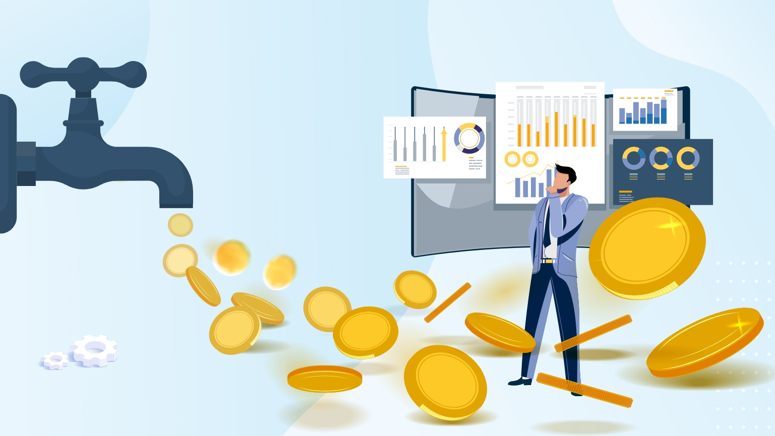 An illustration depicting revenue cycle management in medical billing services