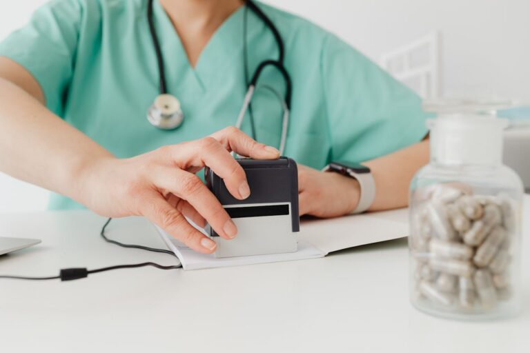 Clinical documentation being stamped